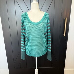 Teal Striped Women's Top